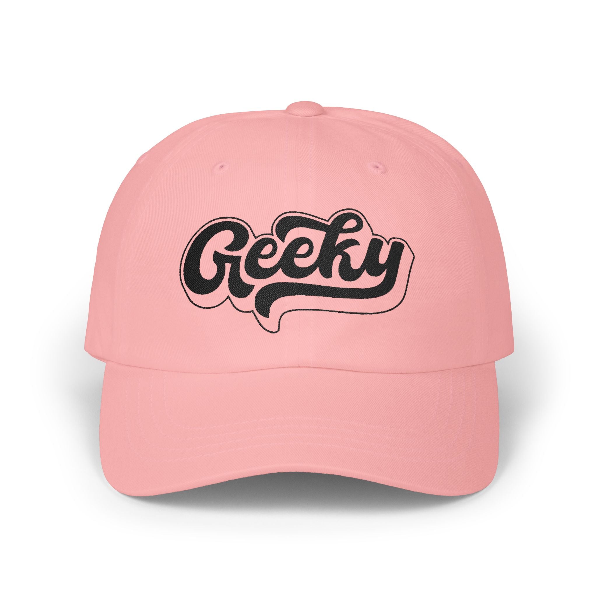 "Geeky" Embroidered Baseball Cap | Black Thread Dad Cap