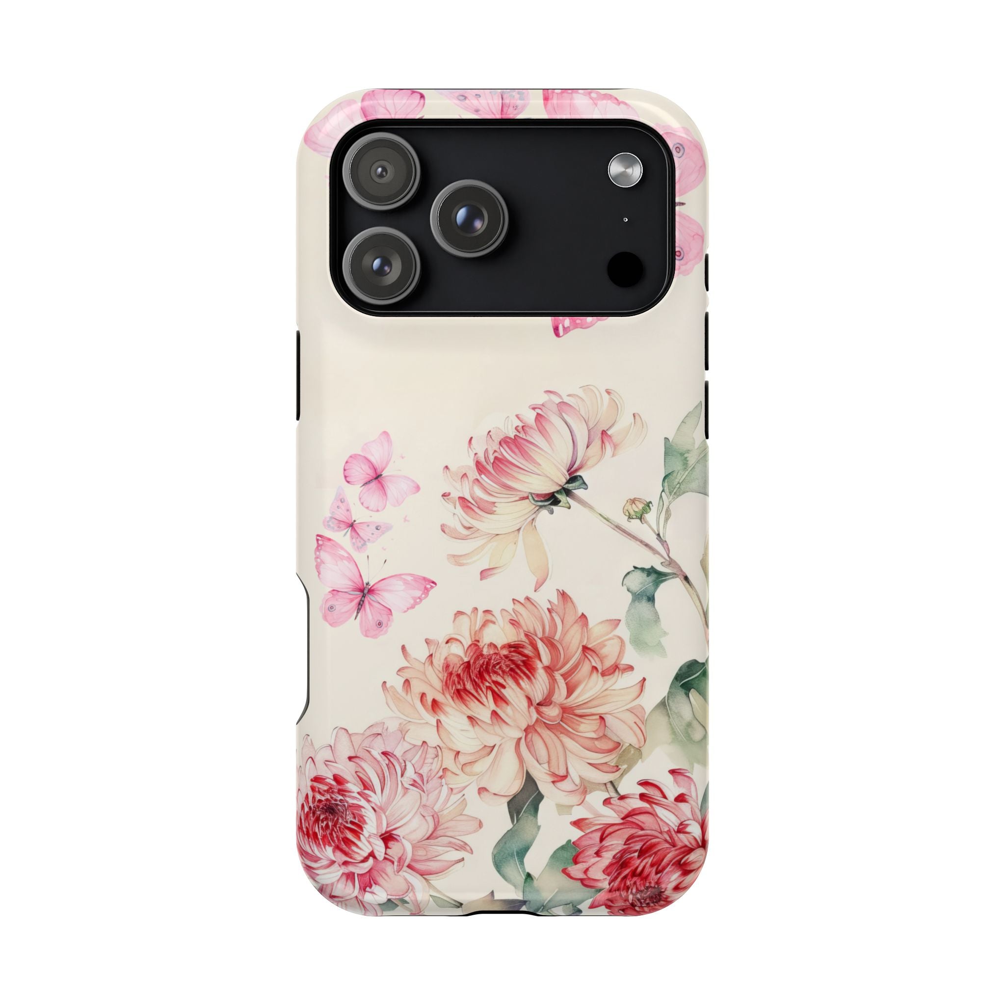 Elegant Floral Pink Butterfly iPhone Case