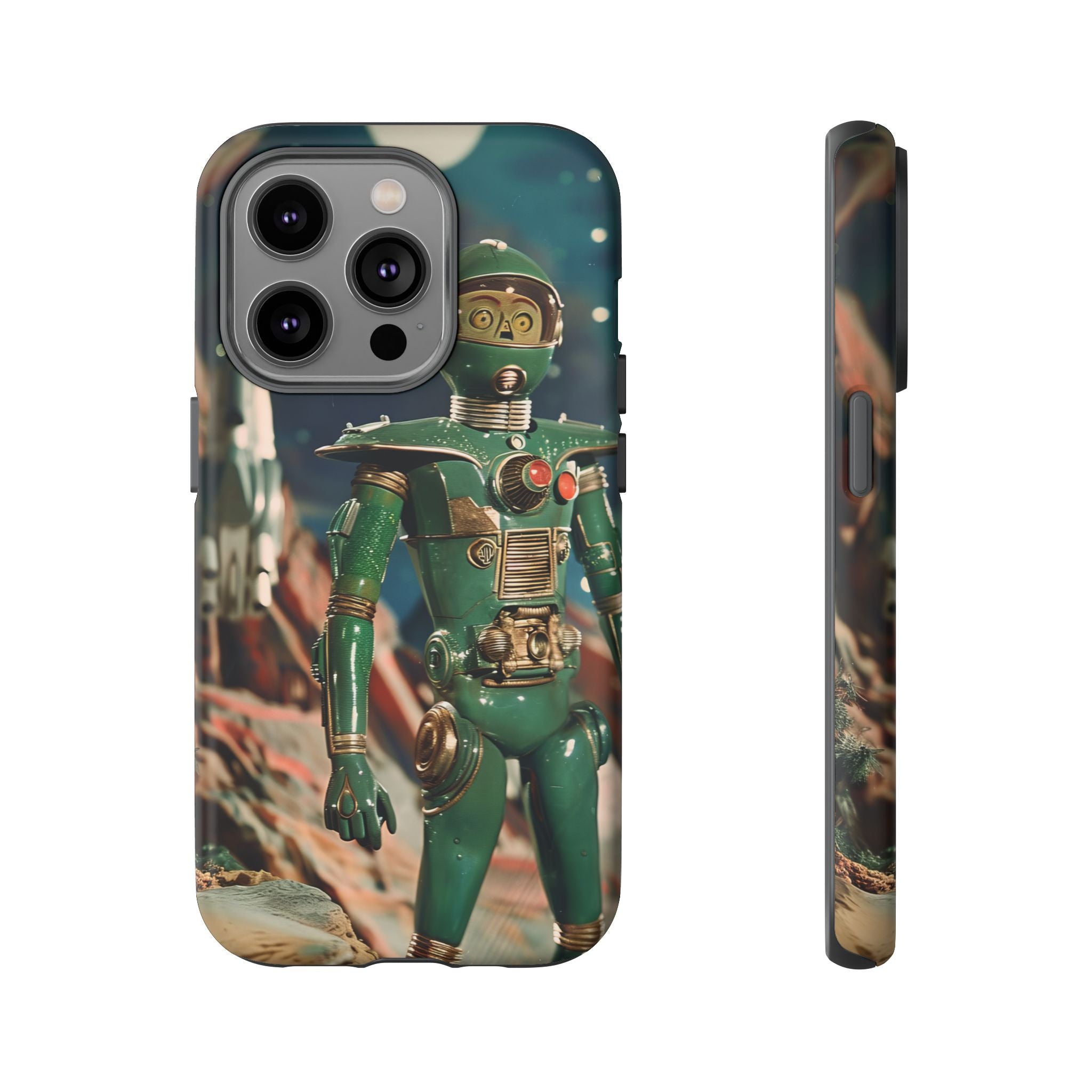 Retro Space Robot iPhone Case | Vintage Sci‑Fi Tough Case