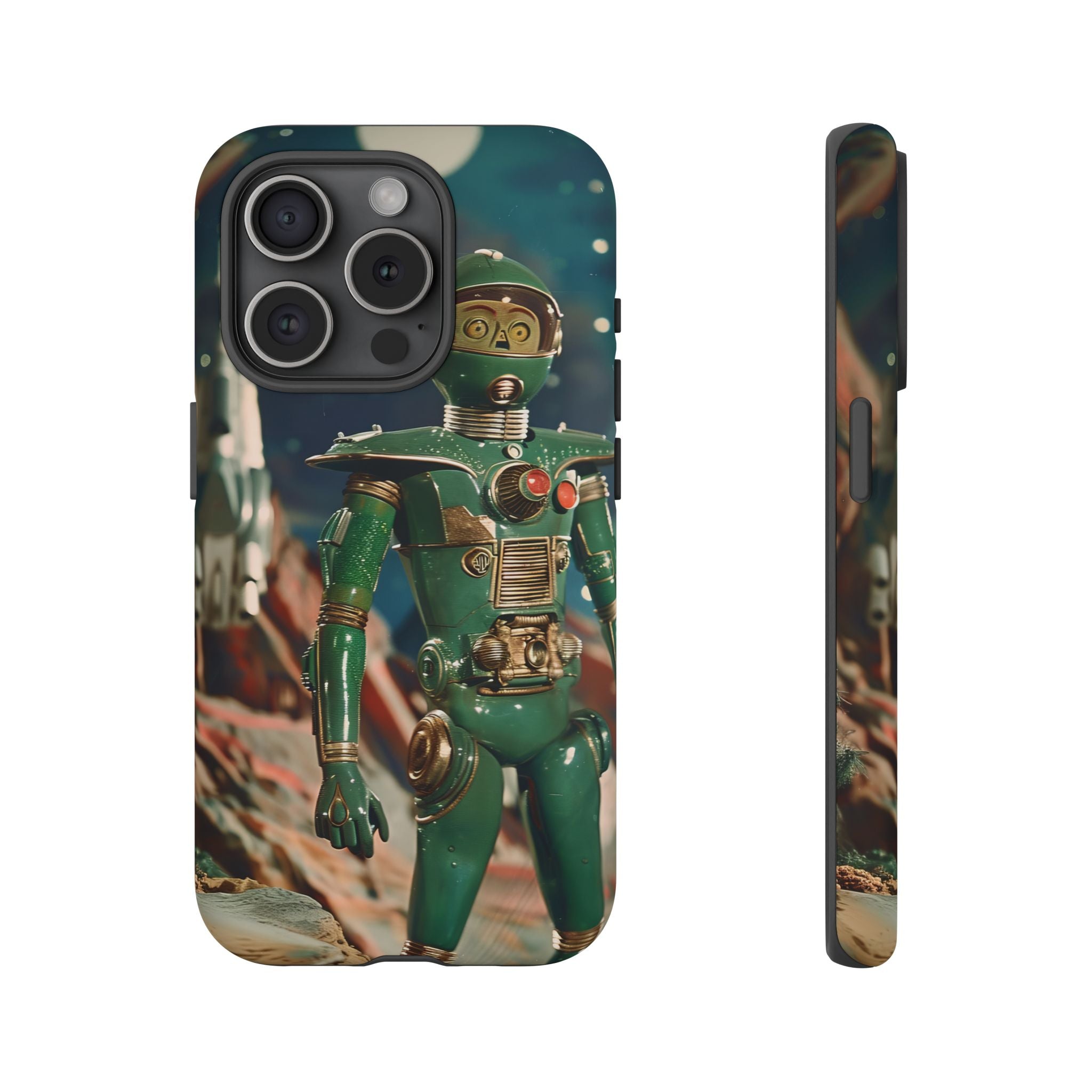 Retro Space Robot iPhone Case | Vintage Sci‑Fi Tough Case