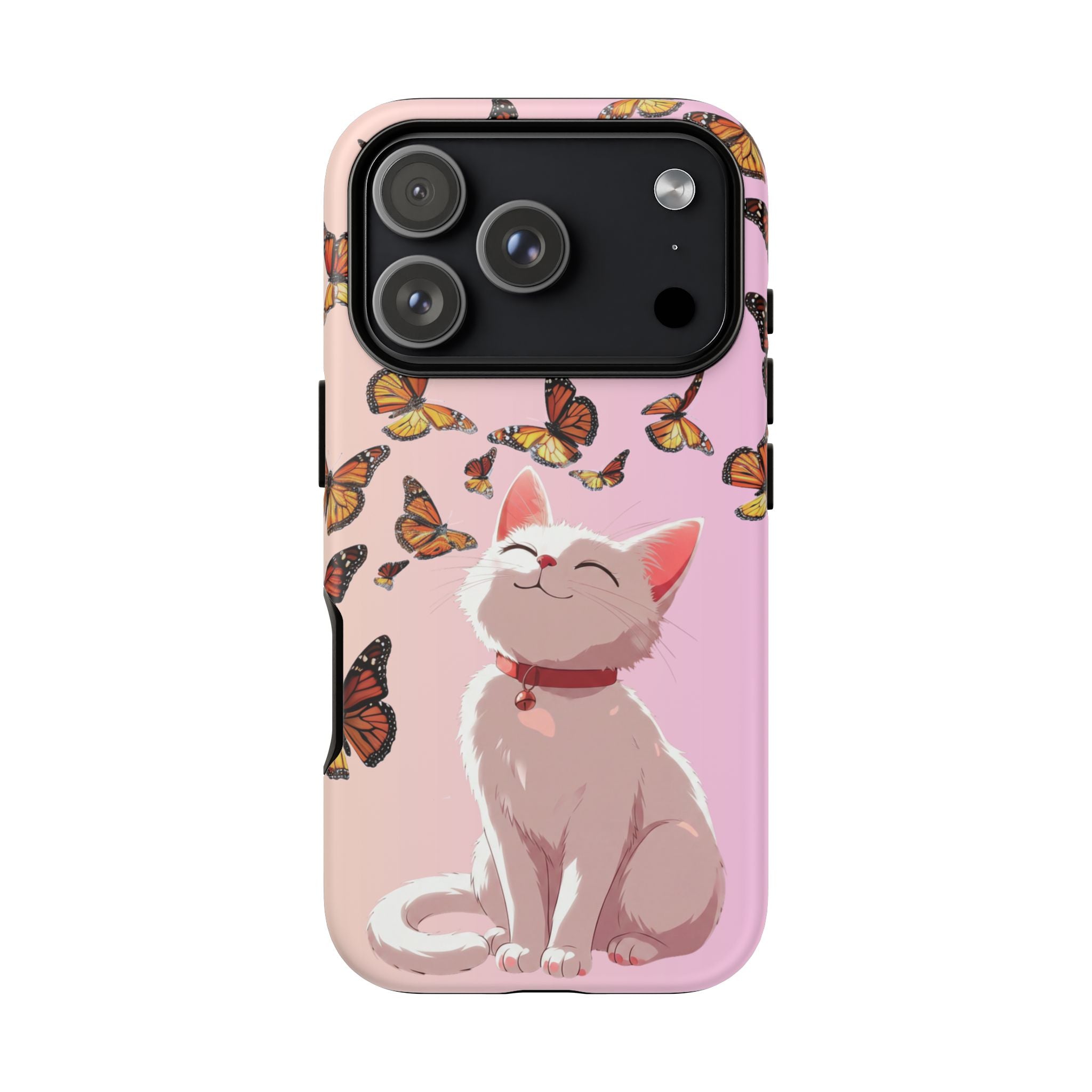 Cute Anime Cat Butterfly iPhone Case | Aesthetic Pink Cover