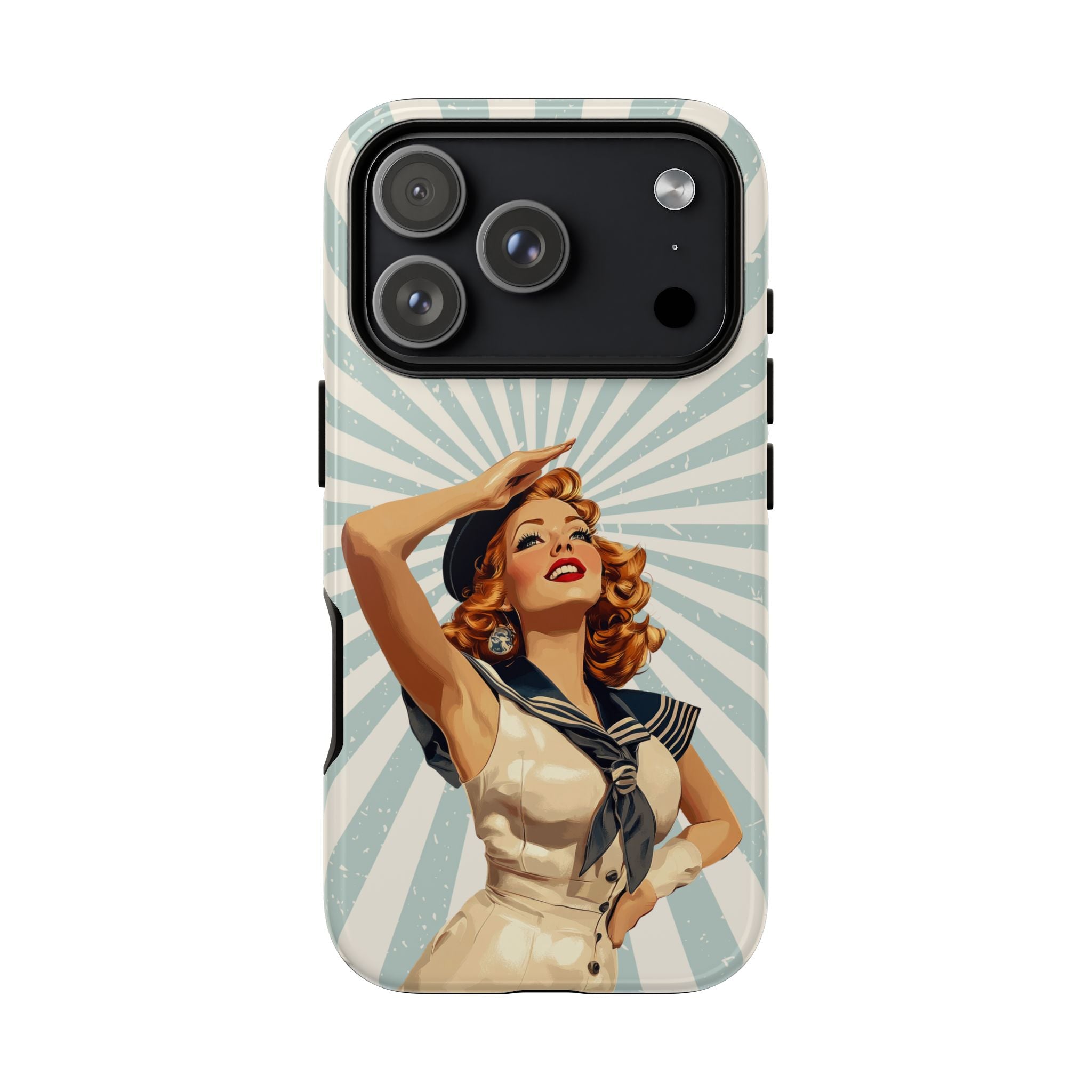 Retro Pin-Up Sailor iPhone Case | Vintage Nautical iPhone Cover