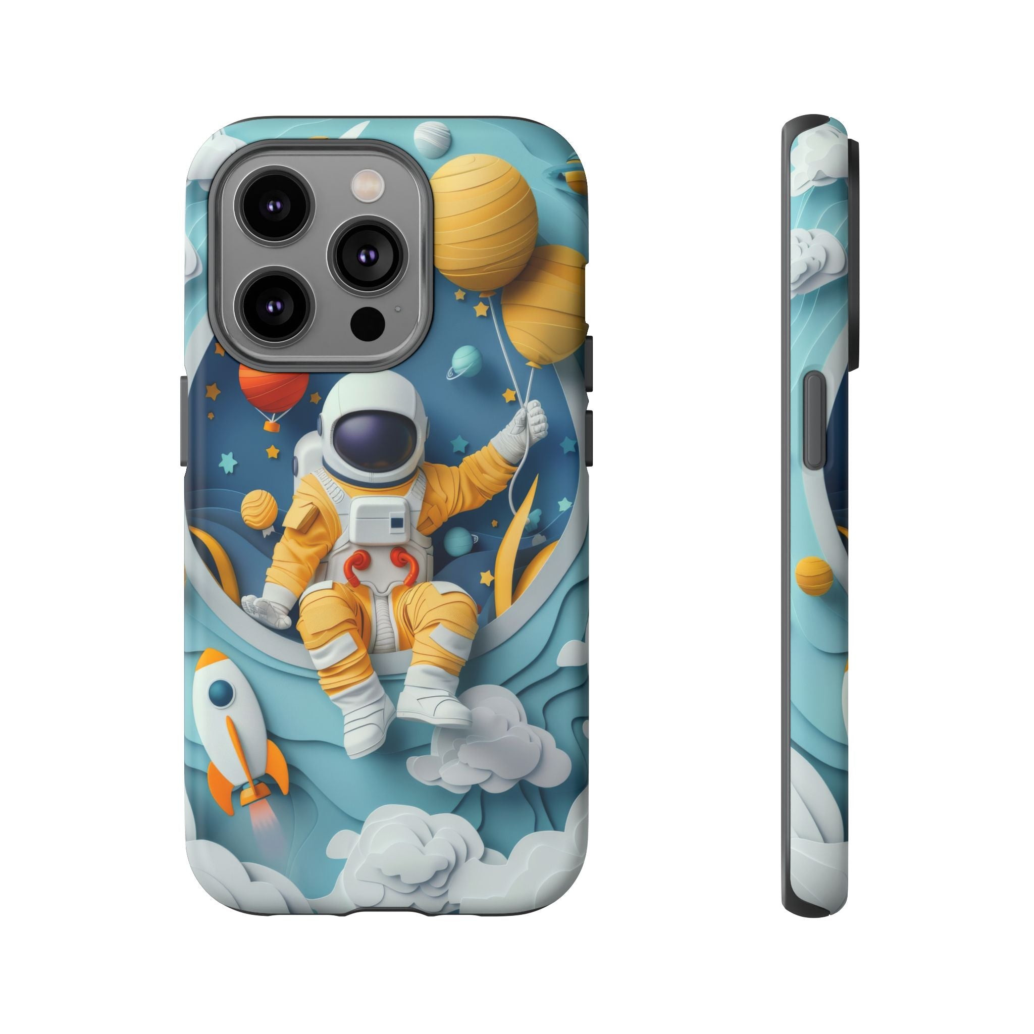 Astronaut Space Phone Case | Cute Retro Rocket & Planets iPhone Cover