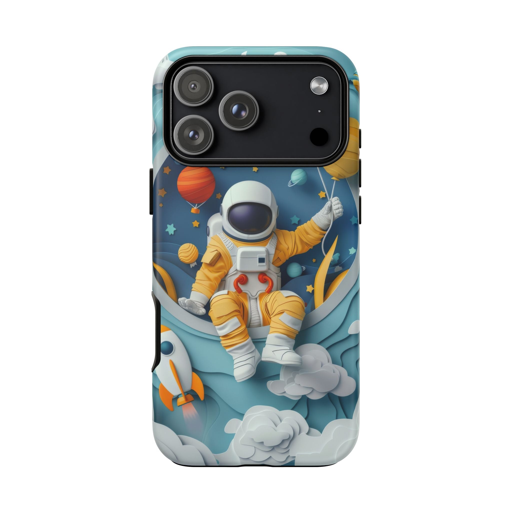 Astronaut Space Phone Case | Cute Retro Rocket & Planets iPhone Cover