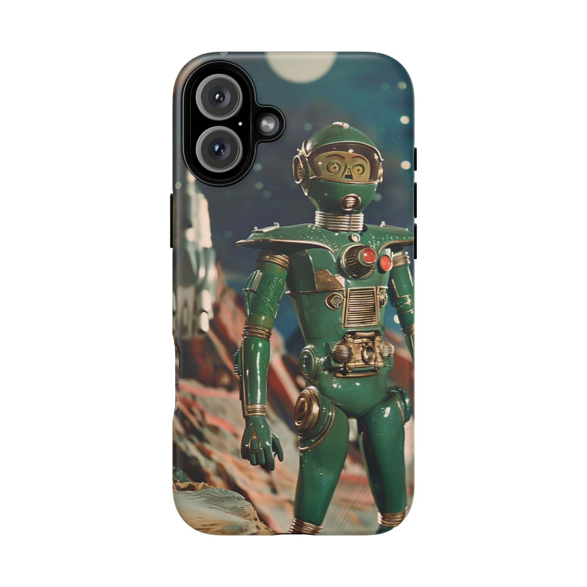 Retro Space Robot iPhone Case | Vintage Sci‑Fi Tough Case