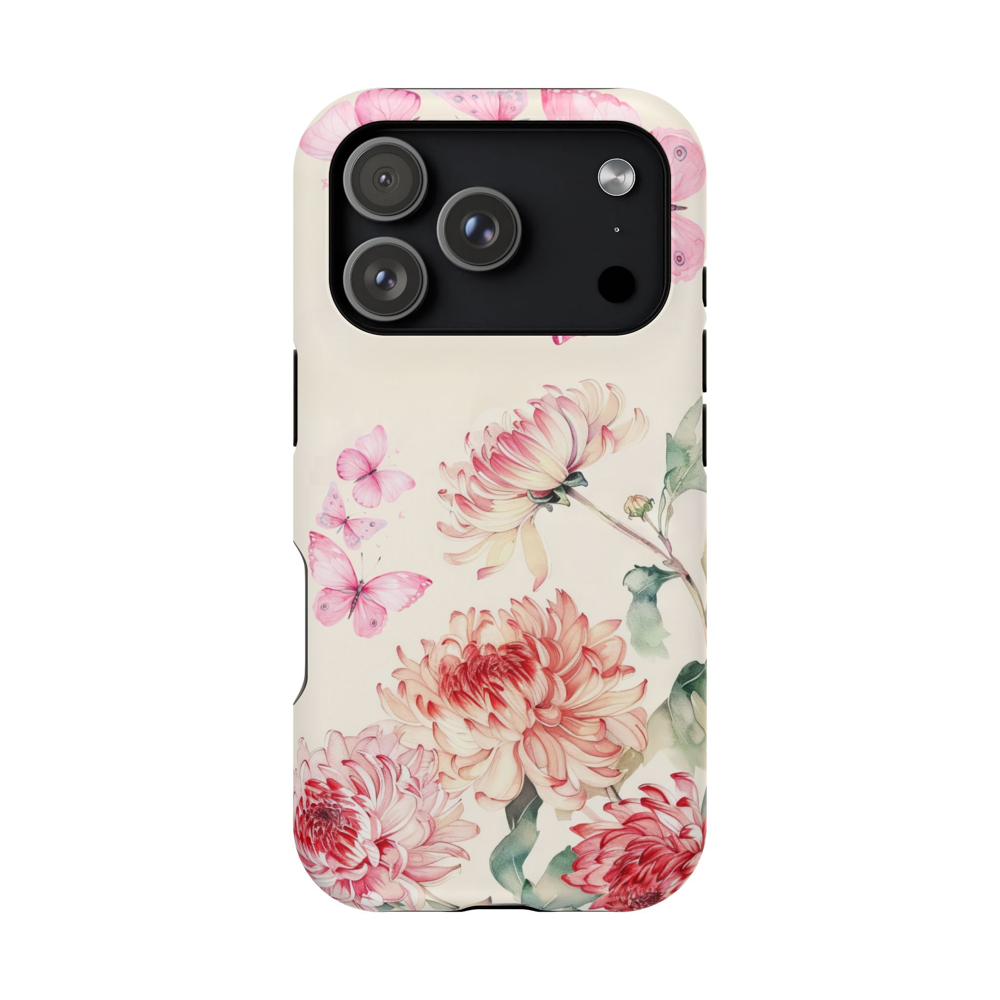 Elegant Floral Pink Butterfly iPhone Case