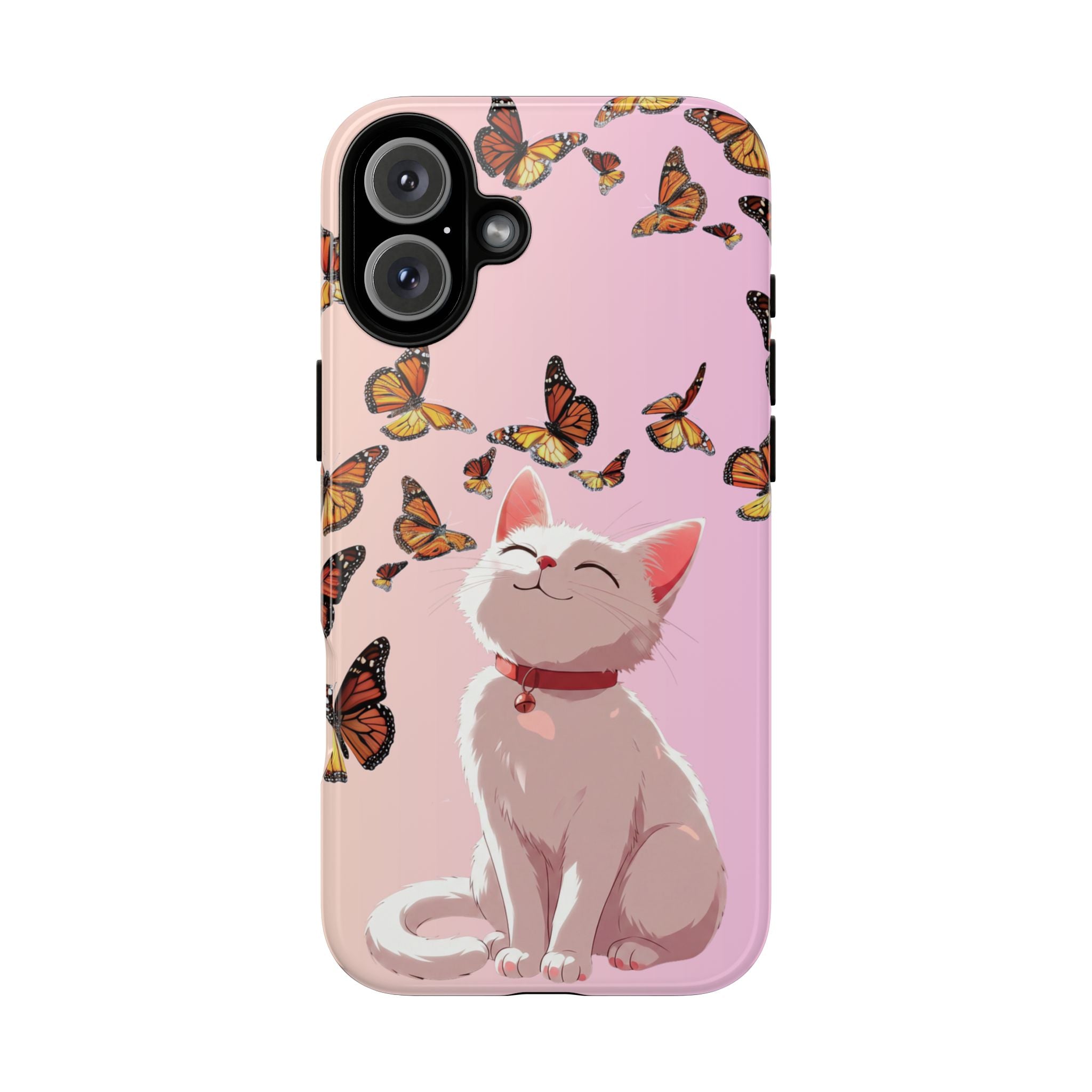 Cute Anime Cat Butterfly iPhone Case | Aesthetic Pink Cover