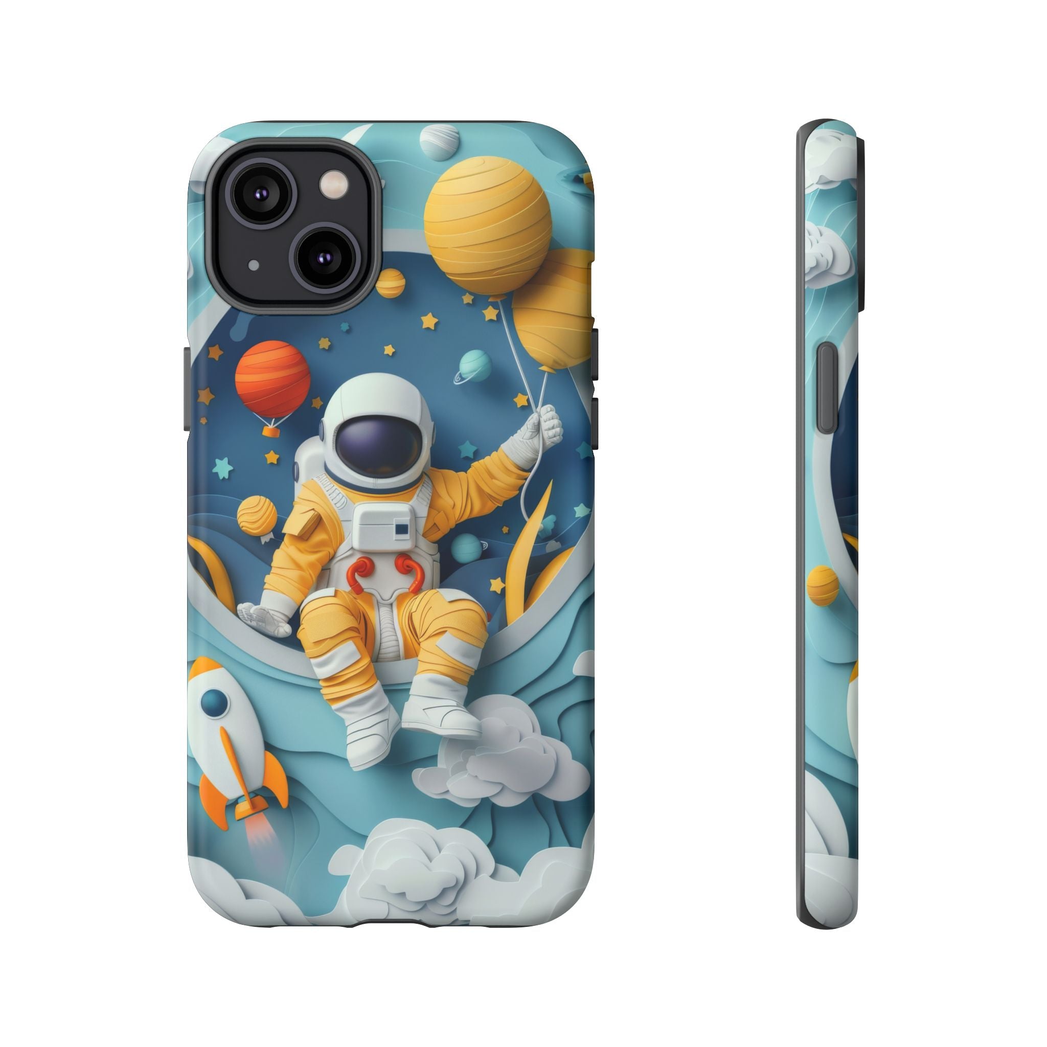 Astronaut Space Phone Case | Cute Retro Rocket & Planets iPhone Cover