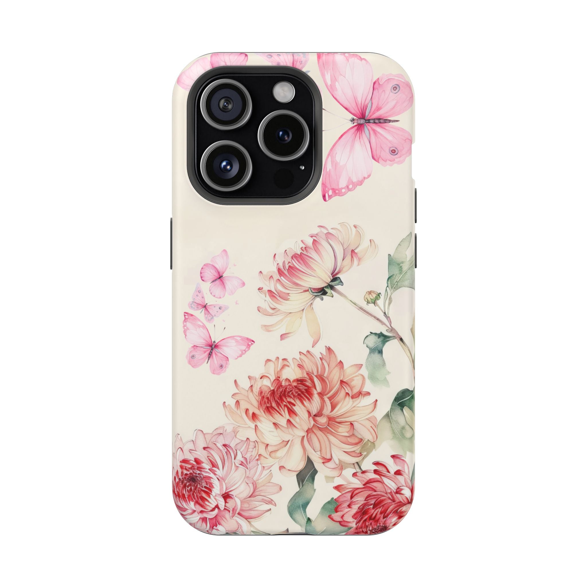 Elegant Floral Pink Butterfly iPhone Case