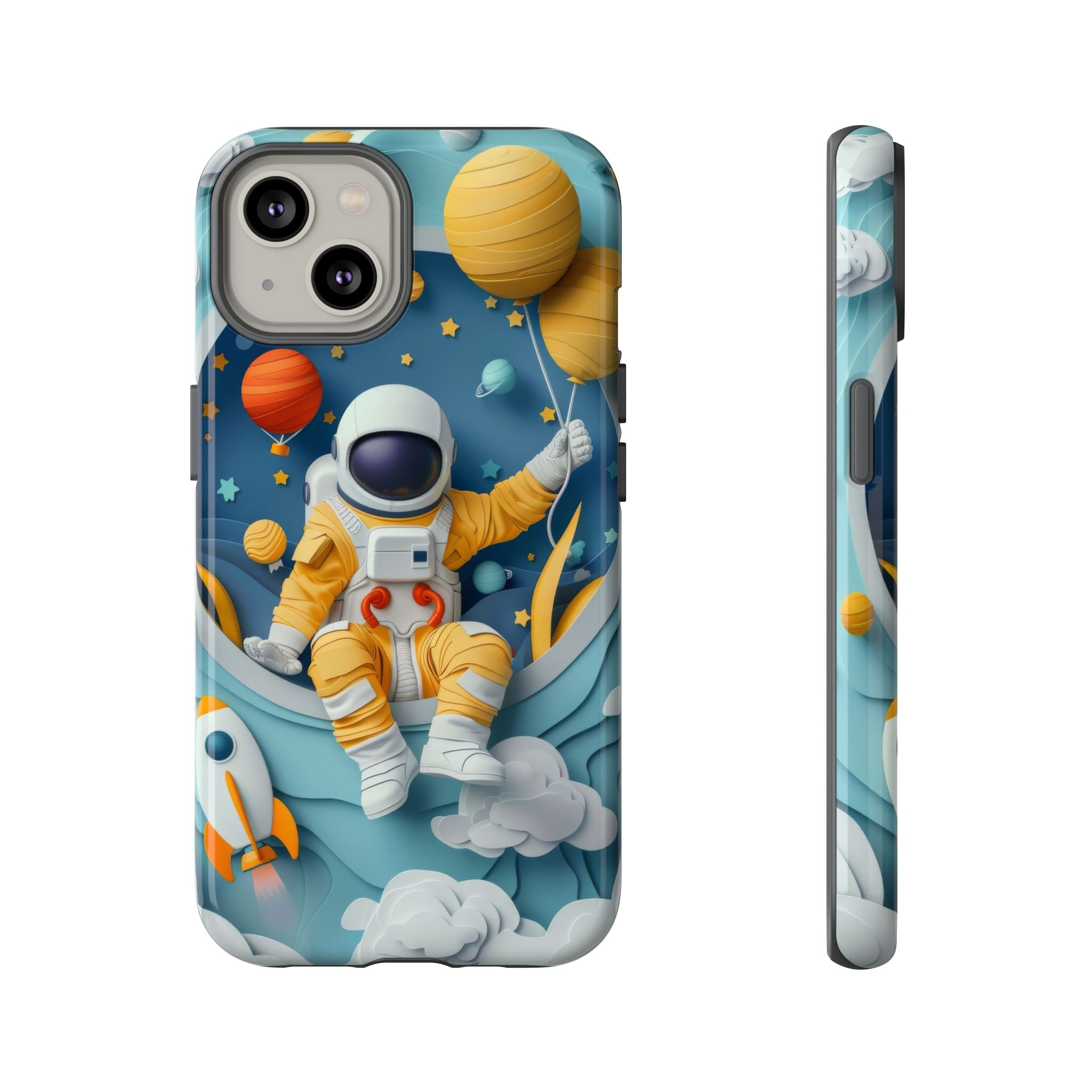 Astronaut Space Phone Case | Cute Retro Rocket & Planets iPhone Cover