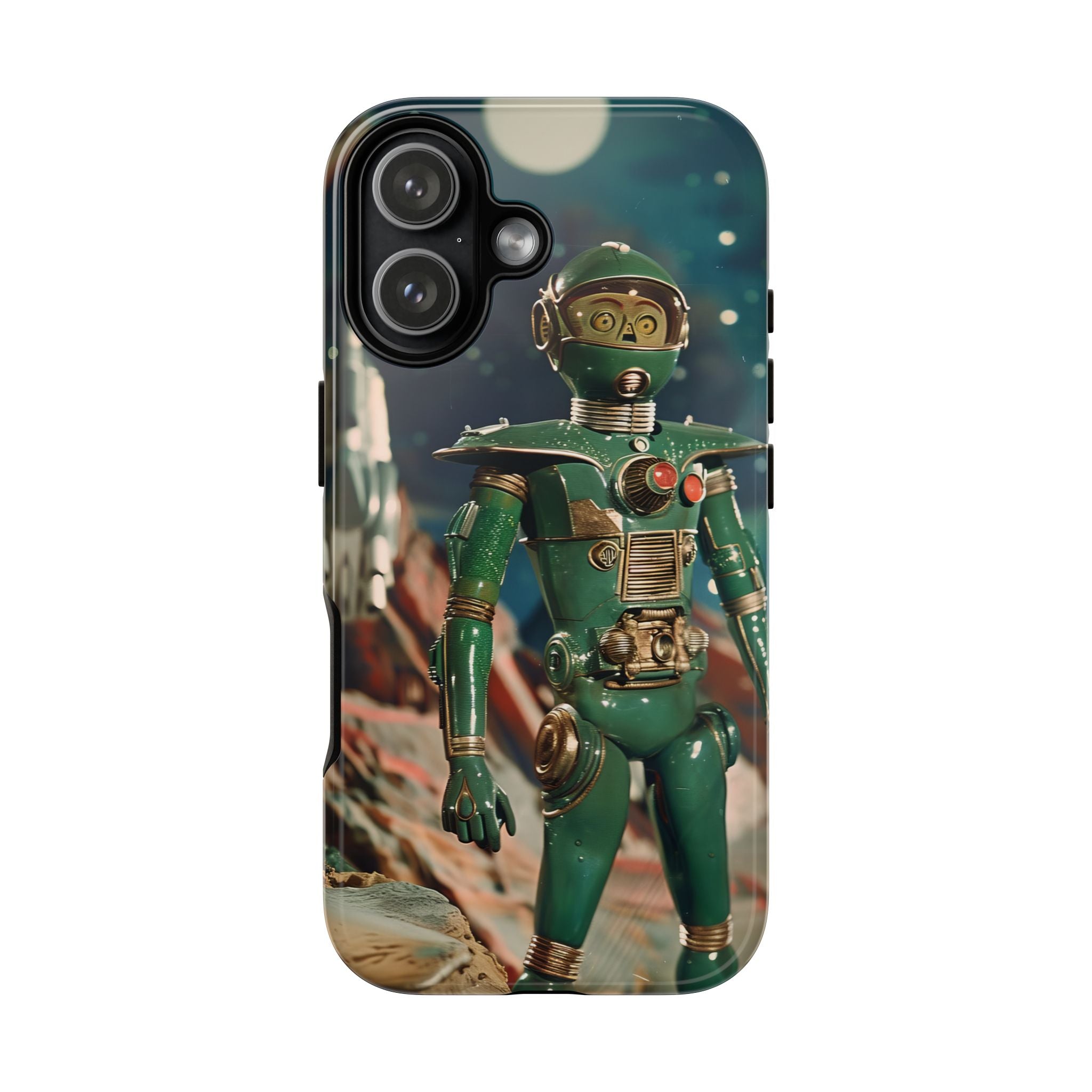 Retro Space Robot iPhone Case | Vintage Sci‑Fi Tough Case