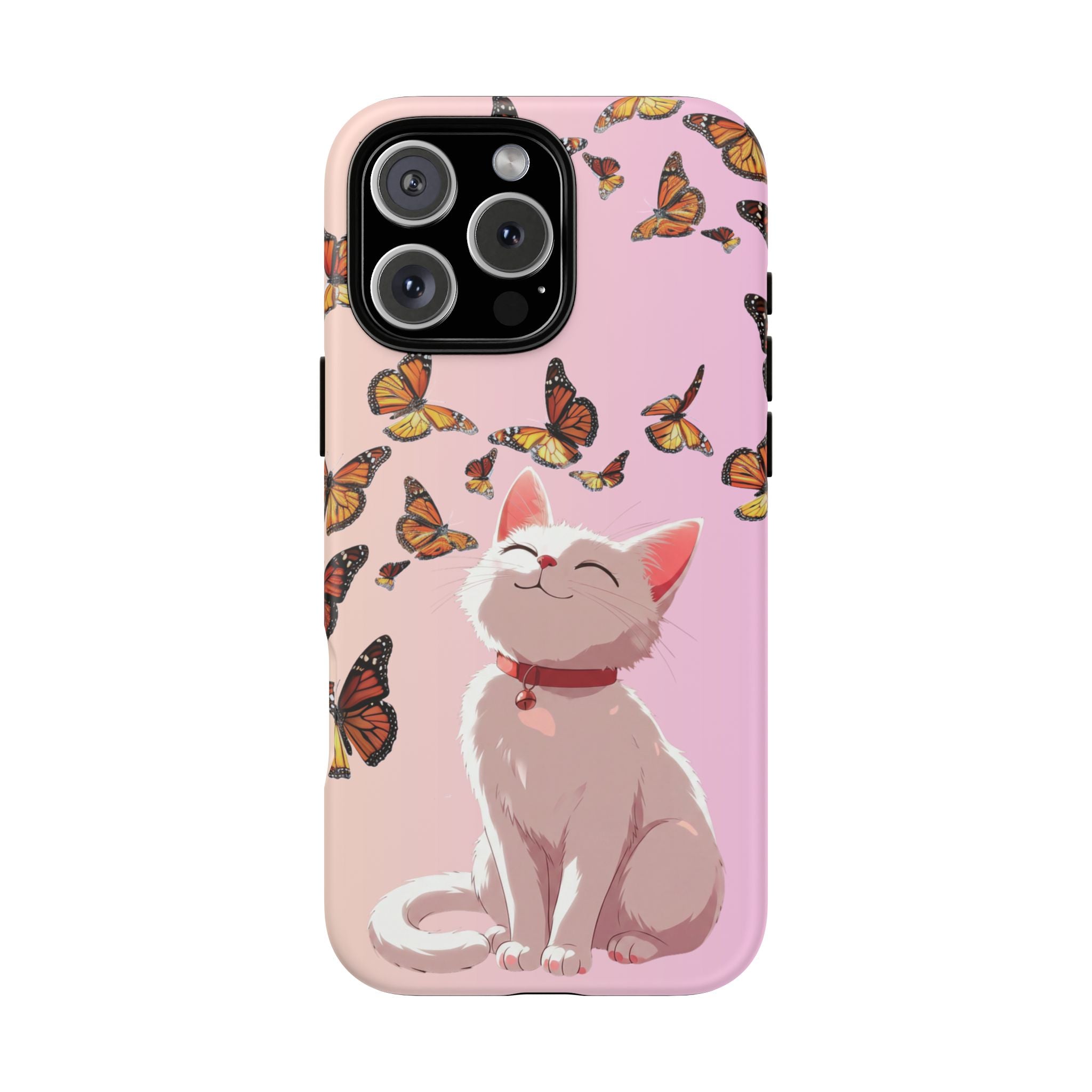 Cute Anime Cat Butterfly iPhone Case | Aesthetic Pink Cover