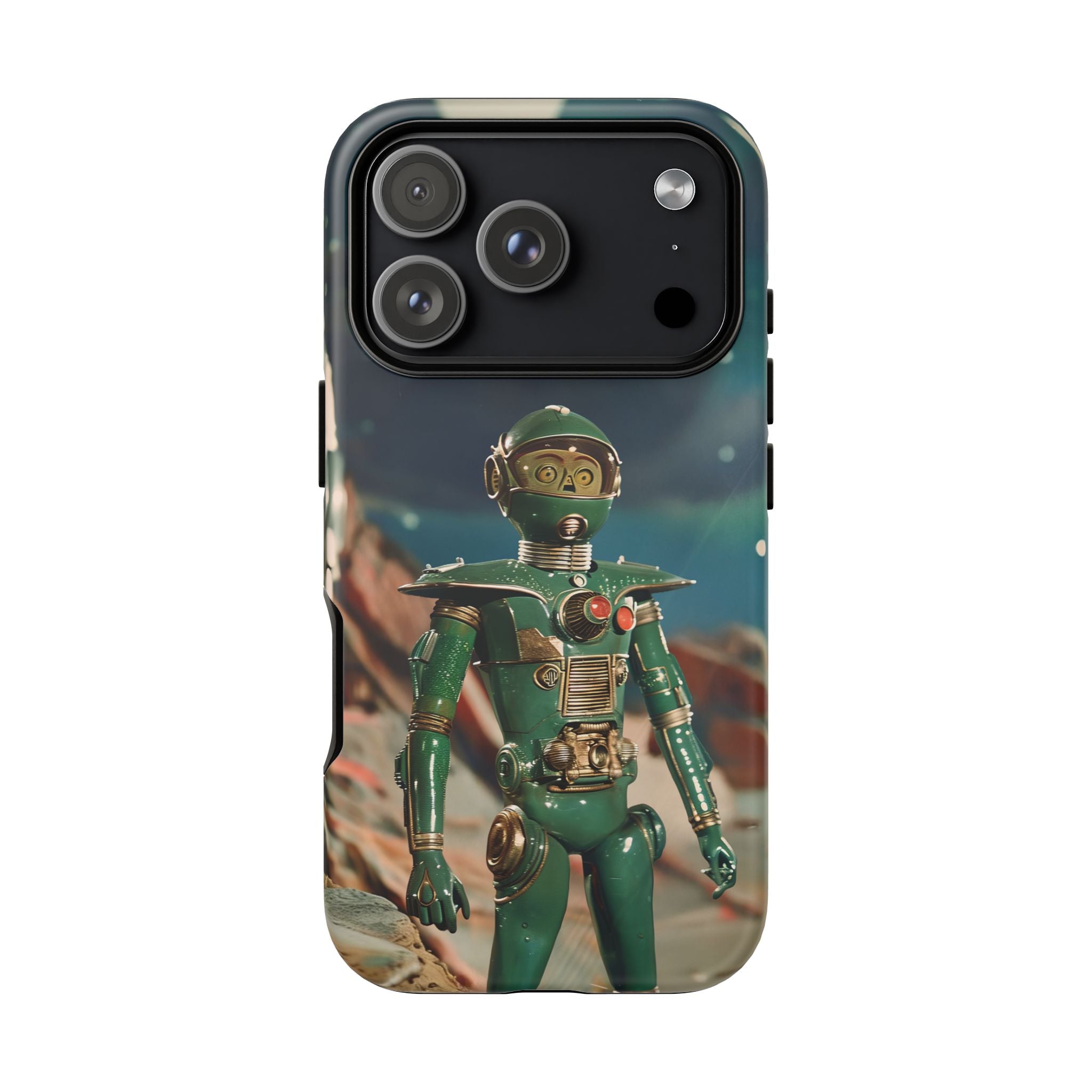 Retro Space Robot iPhone Case | Vintage Sci‑Fi Tough Case