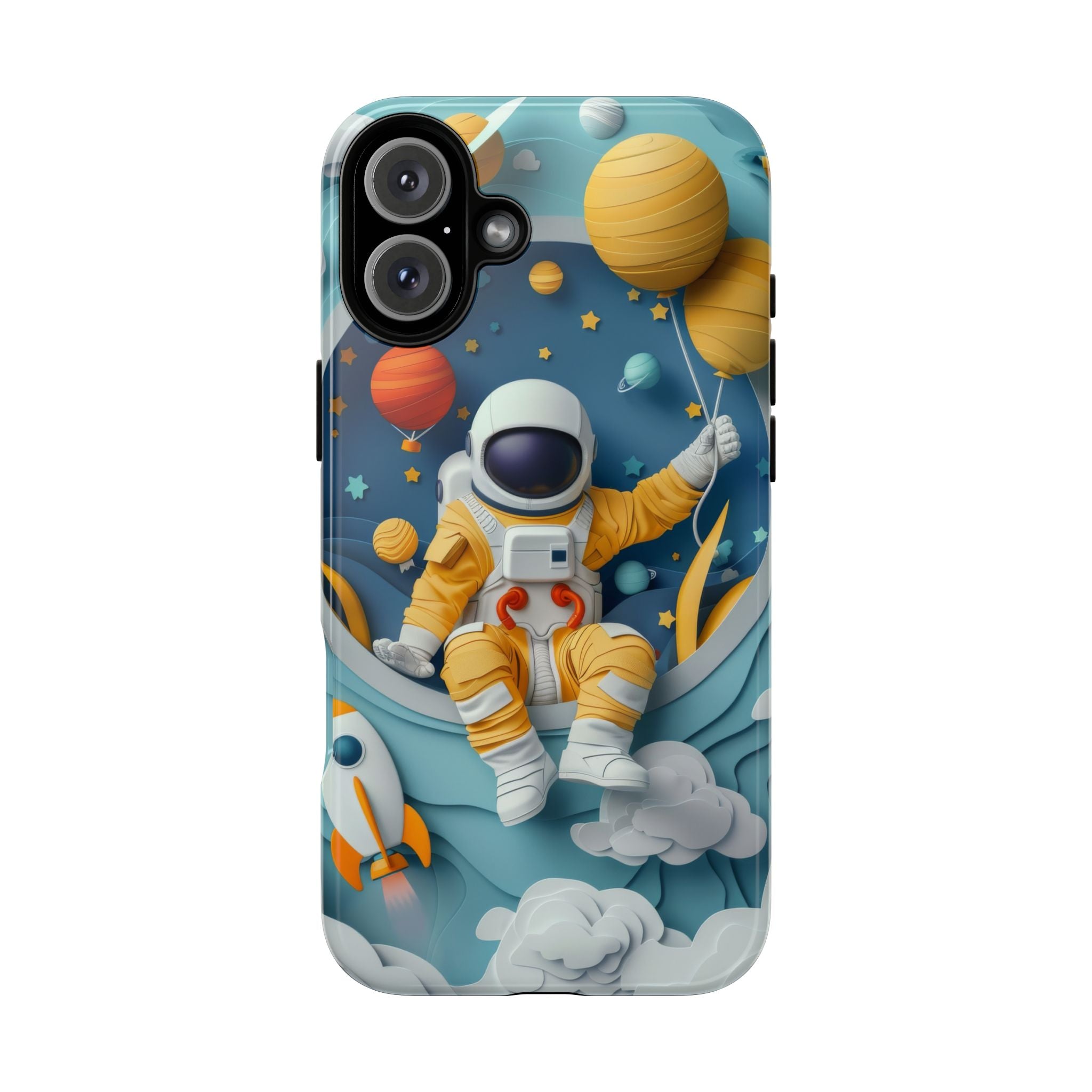 Astronaut Space Phone Case | Cute Retro Rocket & Planets iPhone Cover