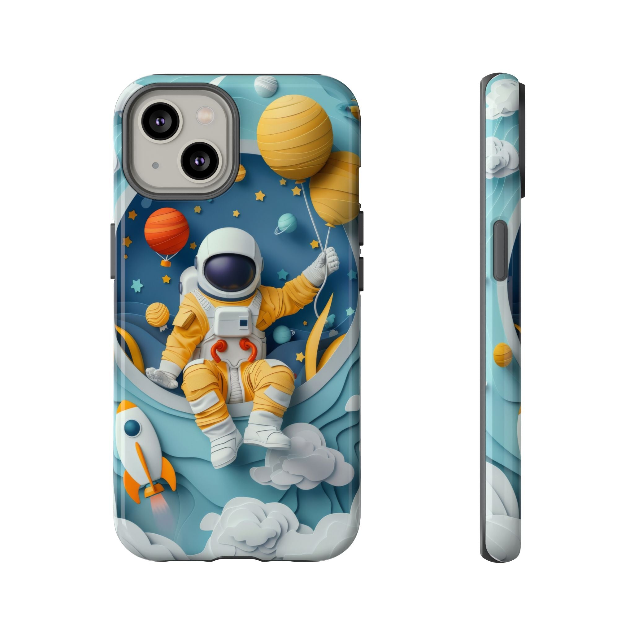 Astronaut Space Phone Case | Cute Retro Rocket & Planets iPhone Cover