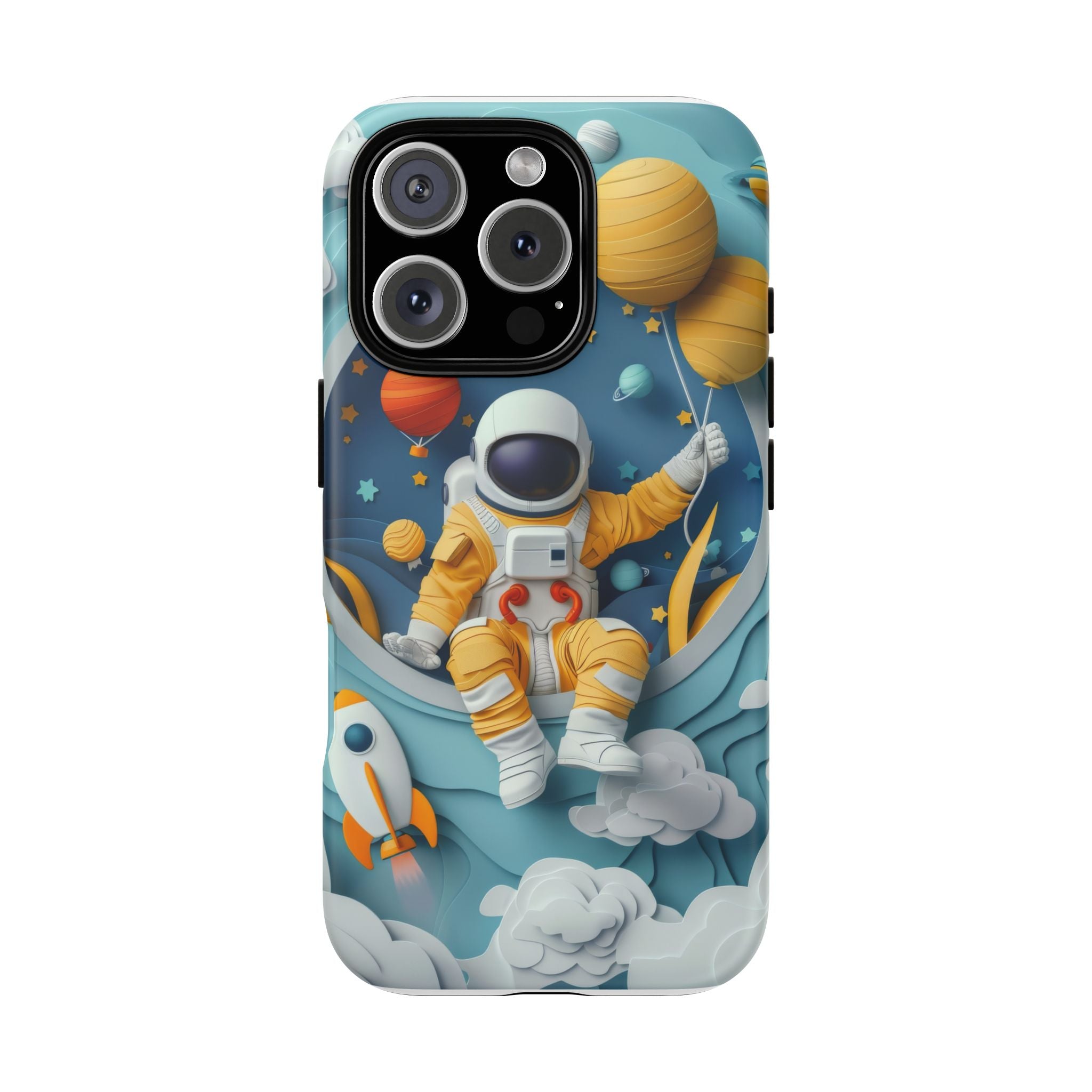 Astronaut Space Phone Case | Cute Retro Rocket & Planets iPhone Cover