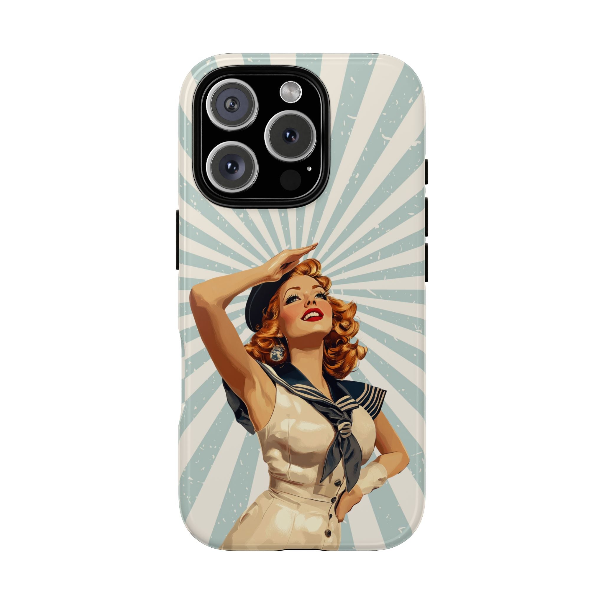 Retro Pin-Up Sailor iPhone Case | Vintage Nautical iPhone Cover