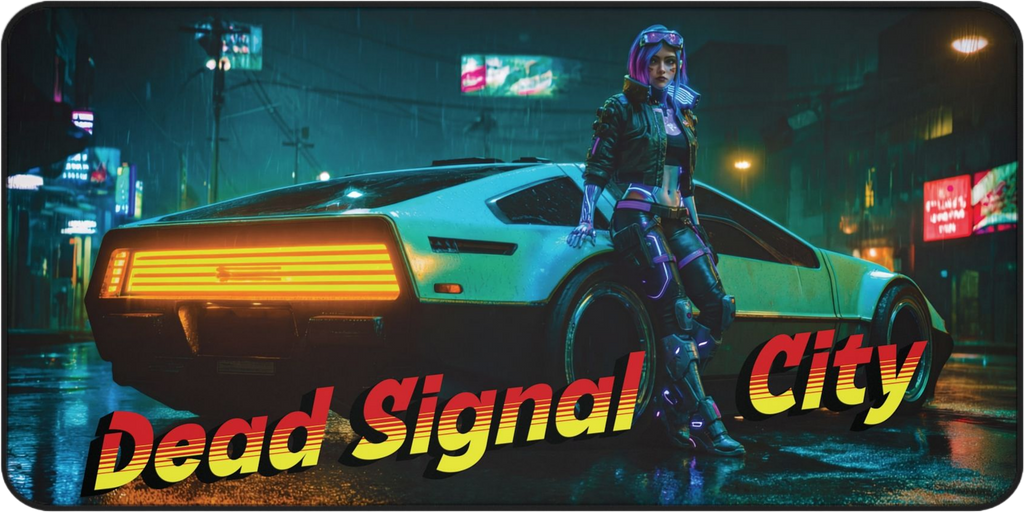 "Dead Signal City" – XL Cyberpunk Gaming Desk Mat