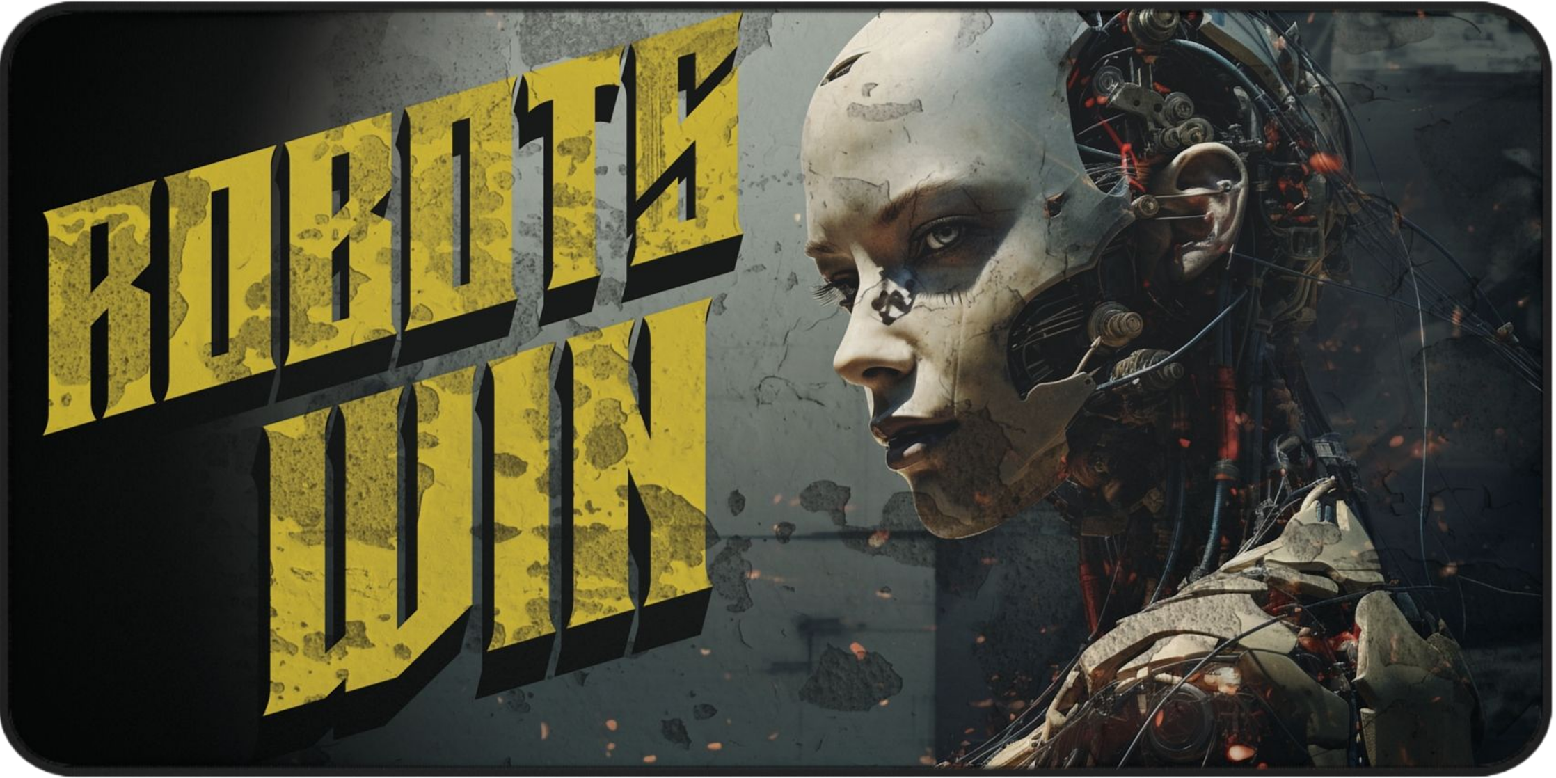 "Robots Win" Futuristic Cybernetic XL Gaming Mouse Pad